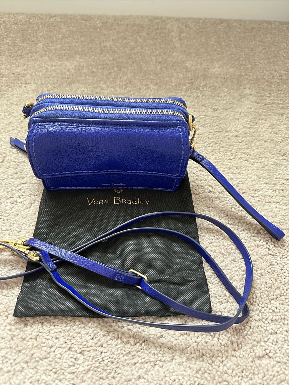 Vera Bradley Cobalt Blue Triple-Zip Crossbody